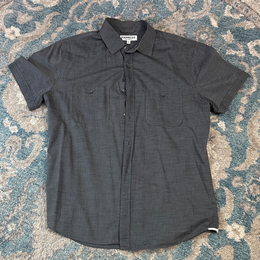 Express Men's Charcoal Button Down Shirt